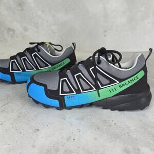 Hike Balance Keep Running Gray Blue Green Orthopedic Hiking Shoes Size 46 NWOB